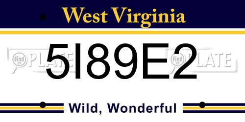 5I89E2 West Virginia License Plate