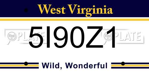 5I90Z1 West Virginia License Plate