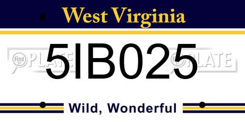 5IB025 West Virginia License Plate