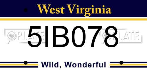 5IB078 West Virginia License Plate
