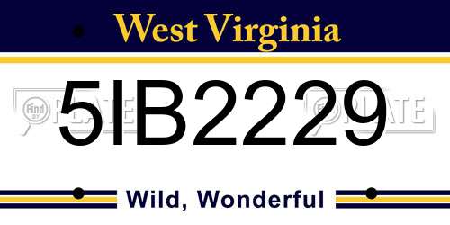 5IB2229 West Virginia License Plate