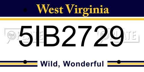 5IB2729 West Virginia License Plate