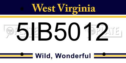 5IB5012 West Virginia License Plate