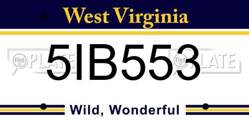 5IB553 West Virginia License Plate