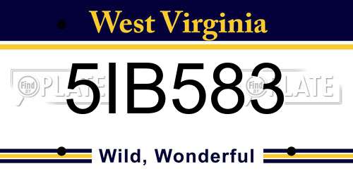 5IB583 West Virginia License Plate
