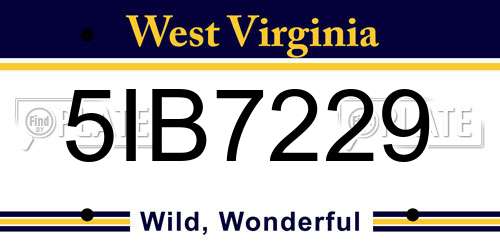 5IB7229 West Virginia License Plate