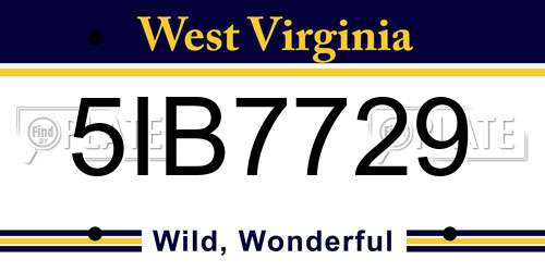 5IB7729 West Virginia License Plate