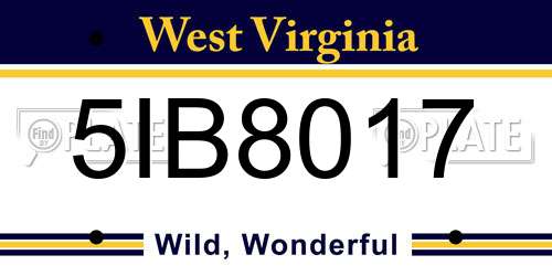 5IB8017 West Virginia License Plate