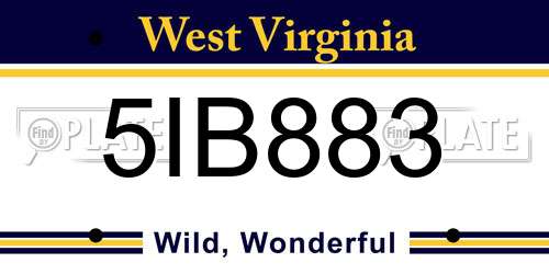 5IB883 West Virginia License Plate