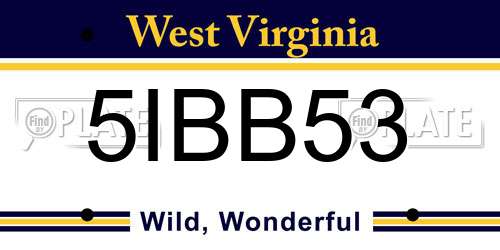 5IBB53 West Virginia License Plate