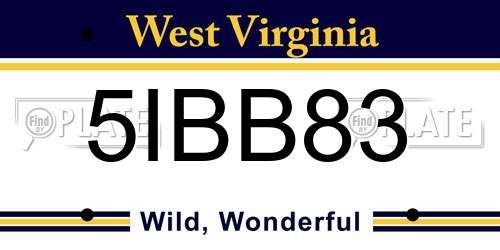 5IBB83 West Virginia License Plate
