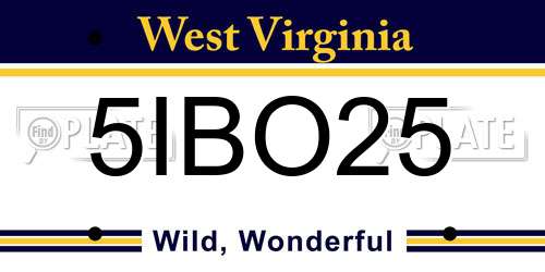 5IBO25 West Virginia License Plate
