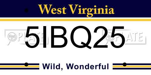 5IBQ25 West Virginia License Plate