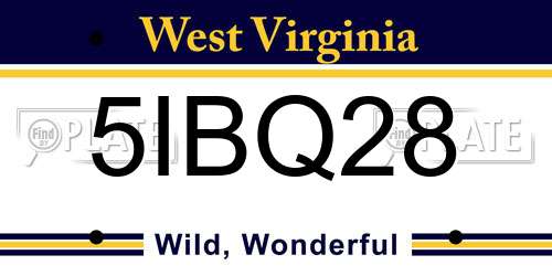 5IBQ28 West Virginia License Plate