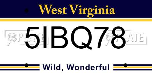 5IBQ78 West Virginia License Plate