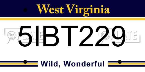 5IBT229 West Virginia License Plate