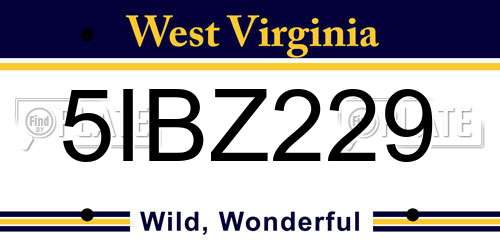 5IBZ229 West Virginia License Plate