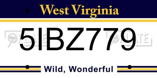 5IBZ779 West Virginia License Plate