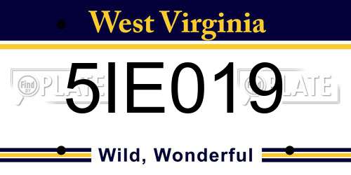 5IE019 West Virginia License Plate