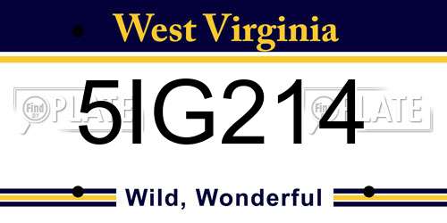 5IG214 West Virginia License Plate