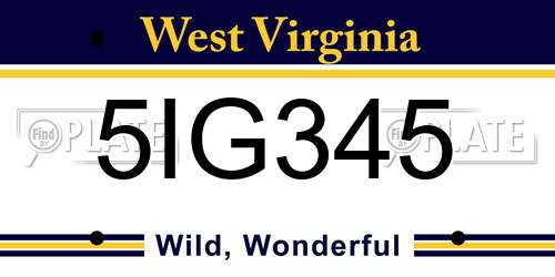 5IG345 West Virginia License Plate