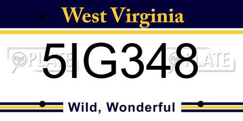 5IG348 West Virginia License Plate