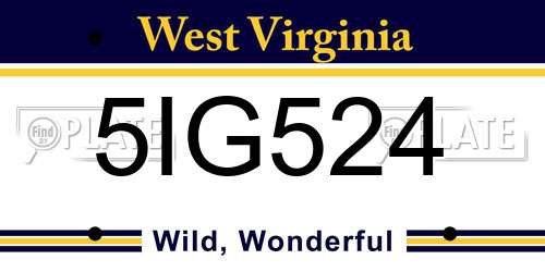 5IG524 West Virginia License Plate