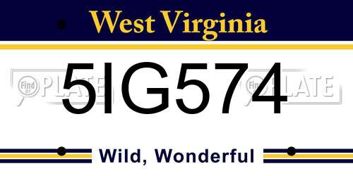 5IG574 West Virginia License Plate
