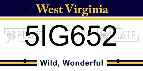 5IG652 West Virginia License Plate