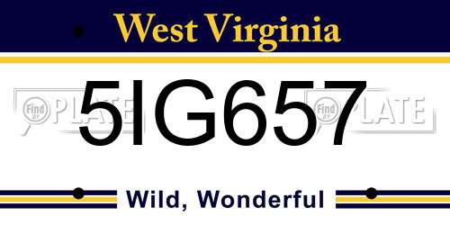 5IG657 West Virginia License Plate