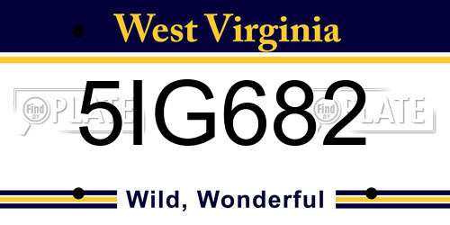 5IG682 West Virginia License Plate
