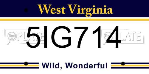 5IG714 West Virginia License Plate