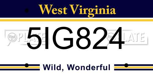5IG824 West Virginia License Plate