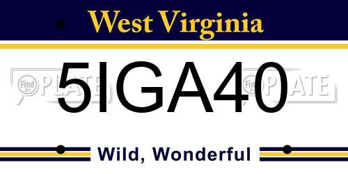 5IGA40 West Virginia License Plate