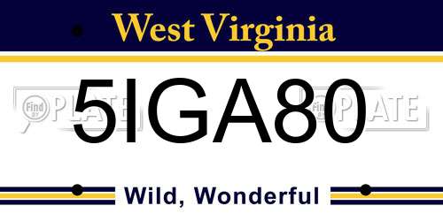 5IGA80 West Virginia License Plate