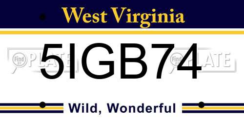 5IGB74 West Virginia License Plate