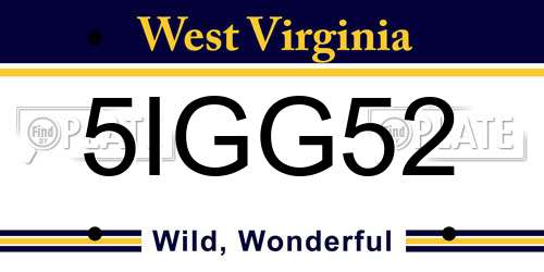5IGG52 West Virginia License Plate
