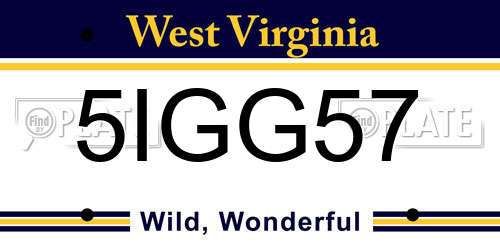 5IGG57 West Virginia License Plate