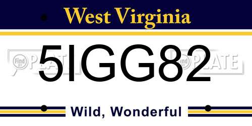 5IGG82 West Virginia License Plate