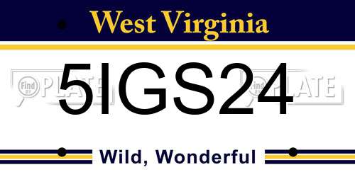 5IGS24 West Virginia License Plate