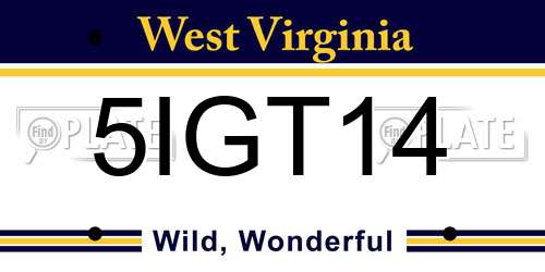 5IGT14 West Virginia License Plate