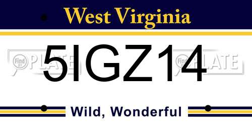 5IGZ14 West Virginia License Plate