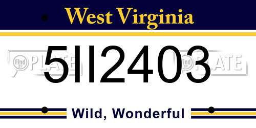5II2403 West Virginia License Plate
