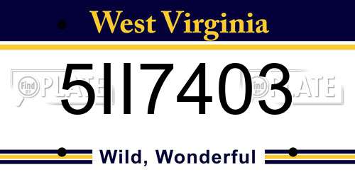 5II7403 West Virginia License Plate