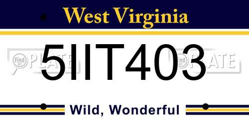 5IIT403 West Virginia License Plate