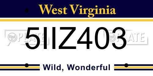 5IIZ403 West Virginia License Plate