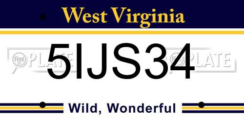 5IJS34 West Virginia License Plate