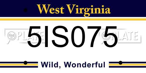 5IS075 West Virginia License Plate
