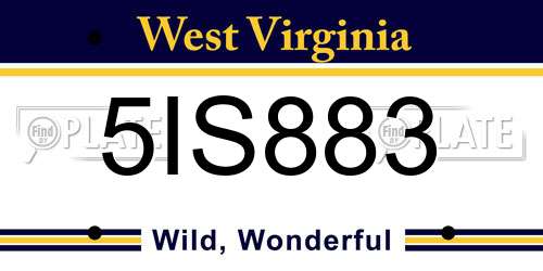 5IS883 West Virginia License Plate