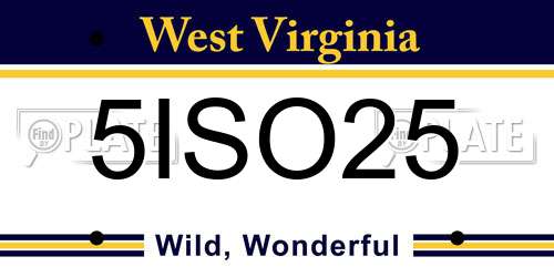 5ISO25 West Virginia License Plate